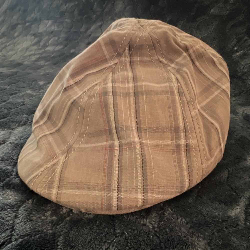 George Gray Plaid Men's Flat Cap Hat S/M Small/Medium Casual - Picture 1 of 2